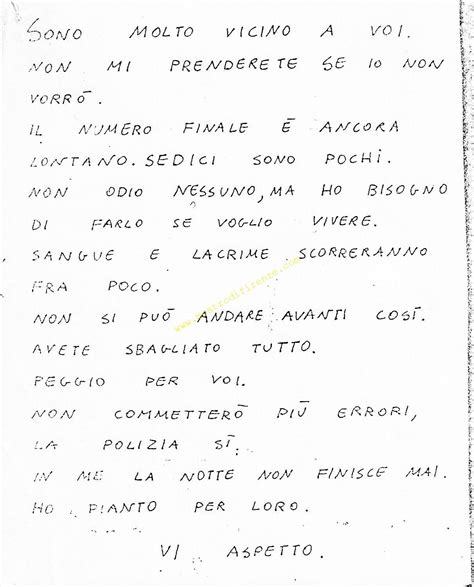 19 dicembre 1986 lettera ysl per hector|20 Settembre 1985 Lettera anonima alla redazione del La Nazione.